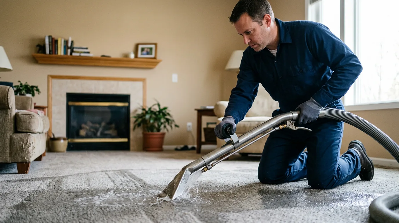 Water damage restoration technician working near Borger, TX